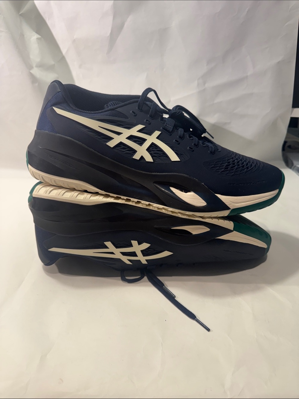 ASICS GEL-Resolution X Wide Men’s 12.5 Tennis Shoes Navy Green NEW
